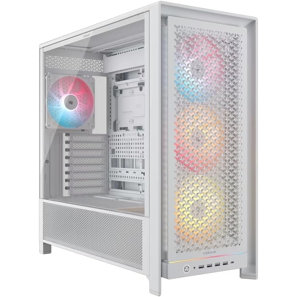 image:imageCORSAIR Frame 5000D RS ARGB Modular High Airflow MidTower PC Case 4X PreInstalled RS ARGB Fans InfiniRail Fan Mounting System ASUS BTF MSI Project Zero Gigabyte Project Stealth White