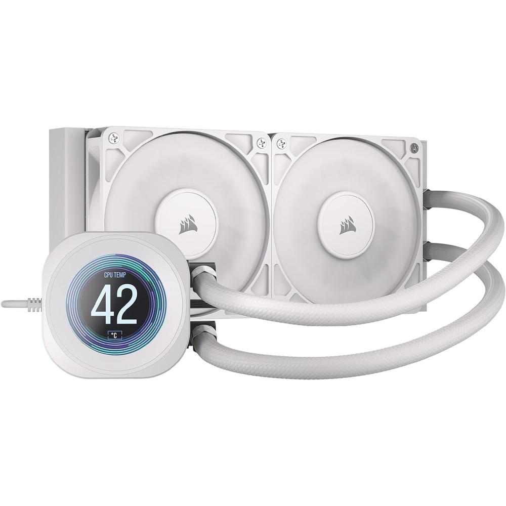 image:imageCORSAIR Nautilus 360 RS LCD Liquid CPU Cooler 21 IPS LCD Screen 360mm AIO LowNoise DaisyChain Intel LGA 18511700 AMD AM5AM4 3X RS120 Fans Included WhiteWhite