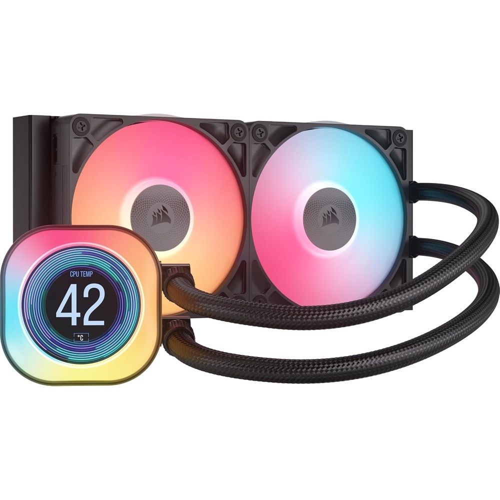image:imageCORSAIR iCUE Link Titan 240 RX LCD Liquid CPU Cooler 240mm AIO LowNoise FlowDrive Cooling Engine Intel LGA 18511700 AMD AM5AM4 2X RX120 RGB Fans iCUE Link System Hub Included BlackBlack