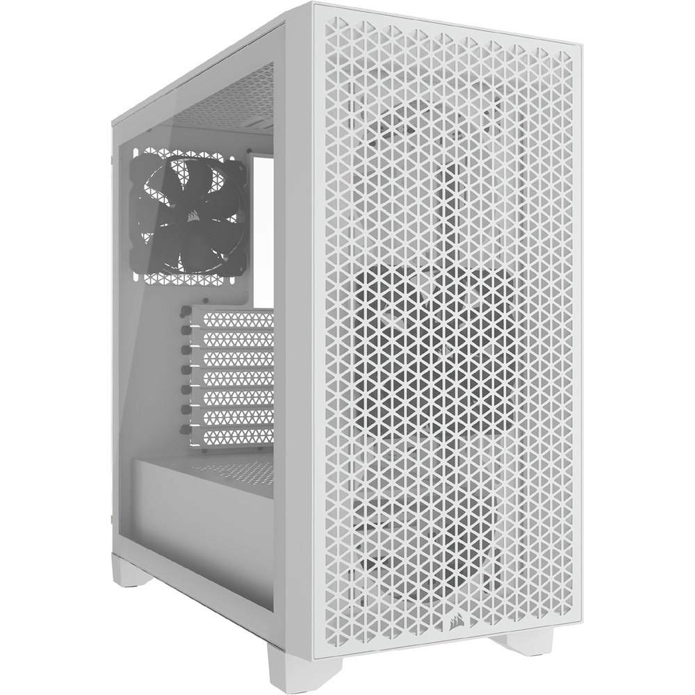 image:imageCorsair 3000D Airflow MidTower PC Case 3Pin Fans FourSlot GPU Support Fits up to 8X 120mm Fans HighAirflow Design WhiteWhite
