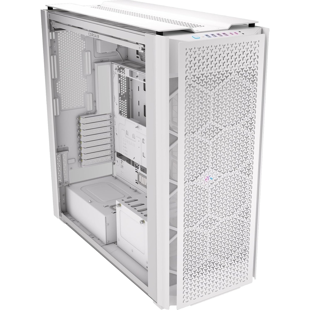 image:imageCorsair 9000D RGB Airflow Super FullTower PC Case Fits up to 18x 120mm 7X 140mm or 4X 200mm Fans InfiniRail Fan Mounting iCUE Link System Hub Included No Fans Included BlackWhite