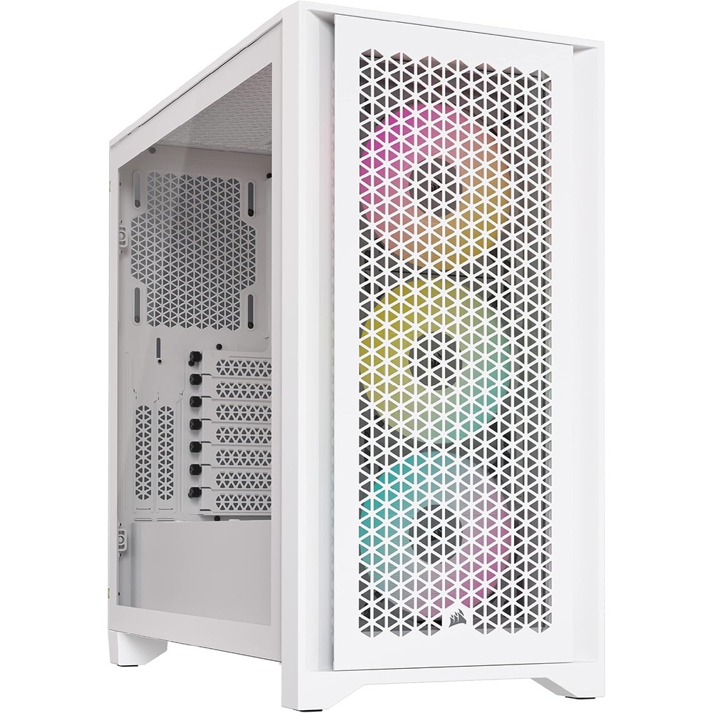 image:imageCorsair iCUE 4000D RGB Airflow MidTower Case 3X AF120 RGB Elite Fans iCUE Lighting Node PRO Controller HighAirflow Design CORSAIR RapidRoute Cable Management System True WhiteWhite
