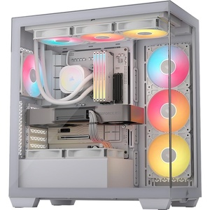 CORSAIR 3500X RS ARGB Panoramic Mid-Tower PC Case – 3X Pre-Installed Fans, High Airflow, Spacious Interior, GPU Anti-Sag, Reverse Connection Motherboard Compatible – White(White)