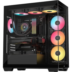 CORSAIR 3500X RS ARGB Panoramic Mid-Tower PC Case – 3X Pre-Installed Fans, High Airflow, Spacious Interior, GPU Anti-Sag, Reverse Connection Motherboard Compatible – White(Black)