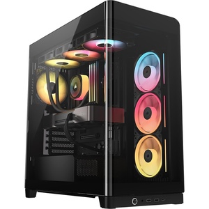 CORSAIR Frame 4500X LX RGB Link Panoramic Mid-Tower PC Case – 3X Pre-Installed Fans, High Airflow, Modular Design, GPU Anti-Sag, Reverse Connection Motherboard Compatible – White(Black)