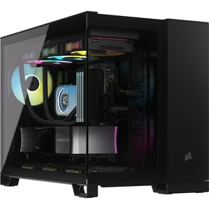 CORSAIR iCUE Link 2500X RGB Tempered Glass mATX Mid-Tower Dual Chamber PC Case – 2X CORSAIR RX120 RGB Fans Included – Wide Cooling Flexibility – Reverse Connection Motherboard Compatible – White(Black)