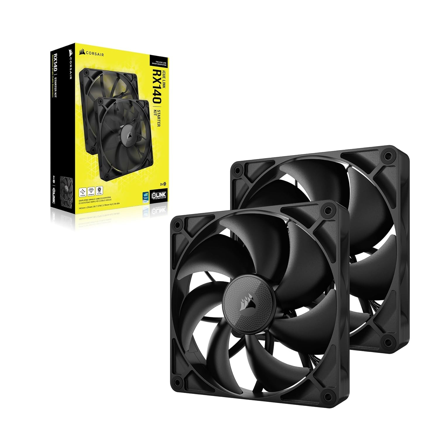 image:imageCORSAIR iCUE Link RX140 RGB 140mm PWM Fan Magnetic Dome Bearing Single Fan BlackBlack