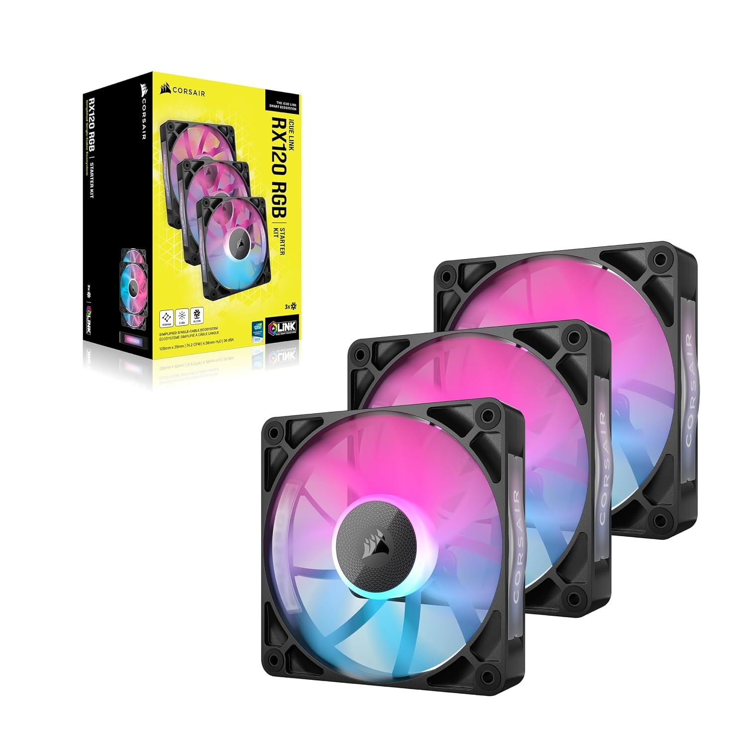 image:imageCORSAIR iCUE Link RX140 RGB 140mm PWM Fan Magnetic Dome Bearing Single Fan BlackBlack