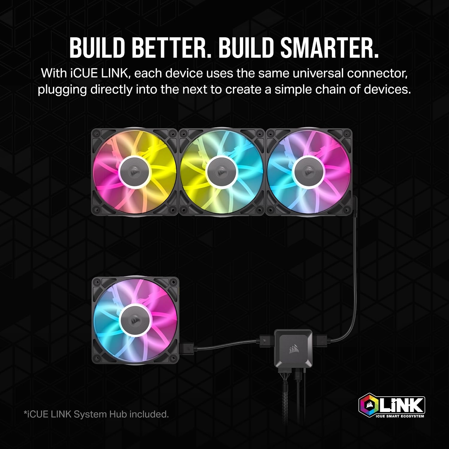 image:imageCORSAIR iCUE Link RX140 RGB 140mm PWM Fan Magnetic Dome Bearing Single Fan BlackBlack
