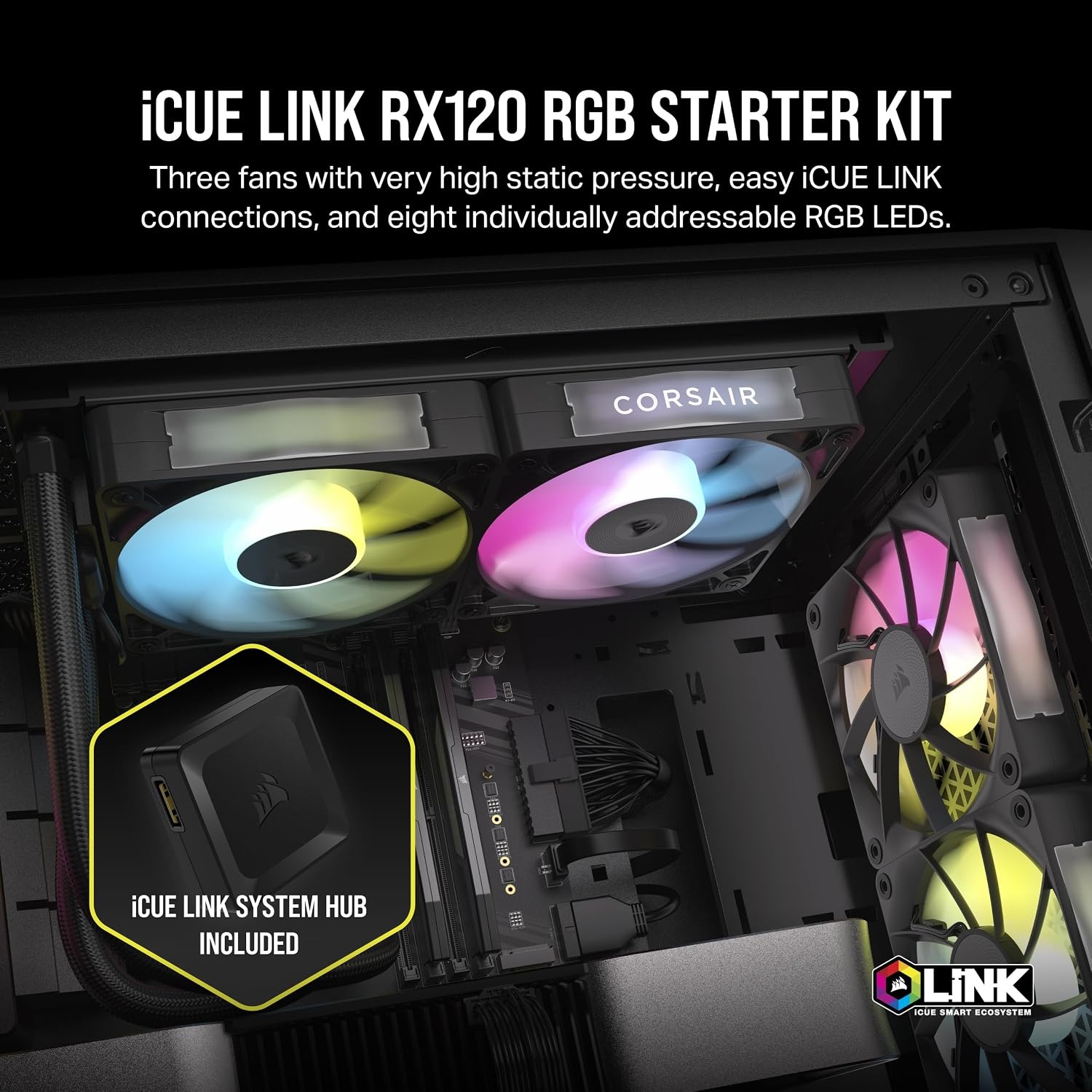 image:imageCORSAIR iCUE Link RX140 RGB 140mm PWM Fan Magnetic Dome Bearing Single Fan BlackBlack