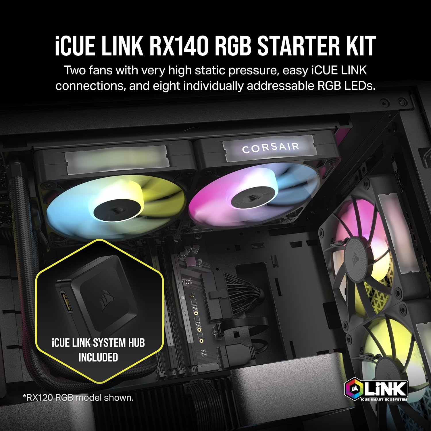 image:imageCORSAIR iCUE Link RX140 RGB 140mm PWM Fan Magnetic Dome Bearing Single Fan BlackBlack