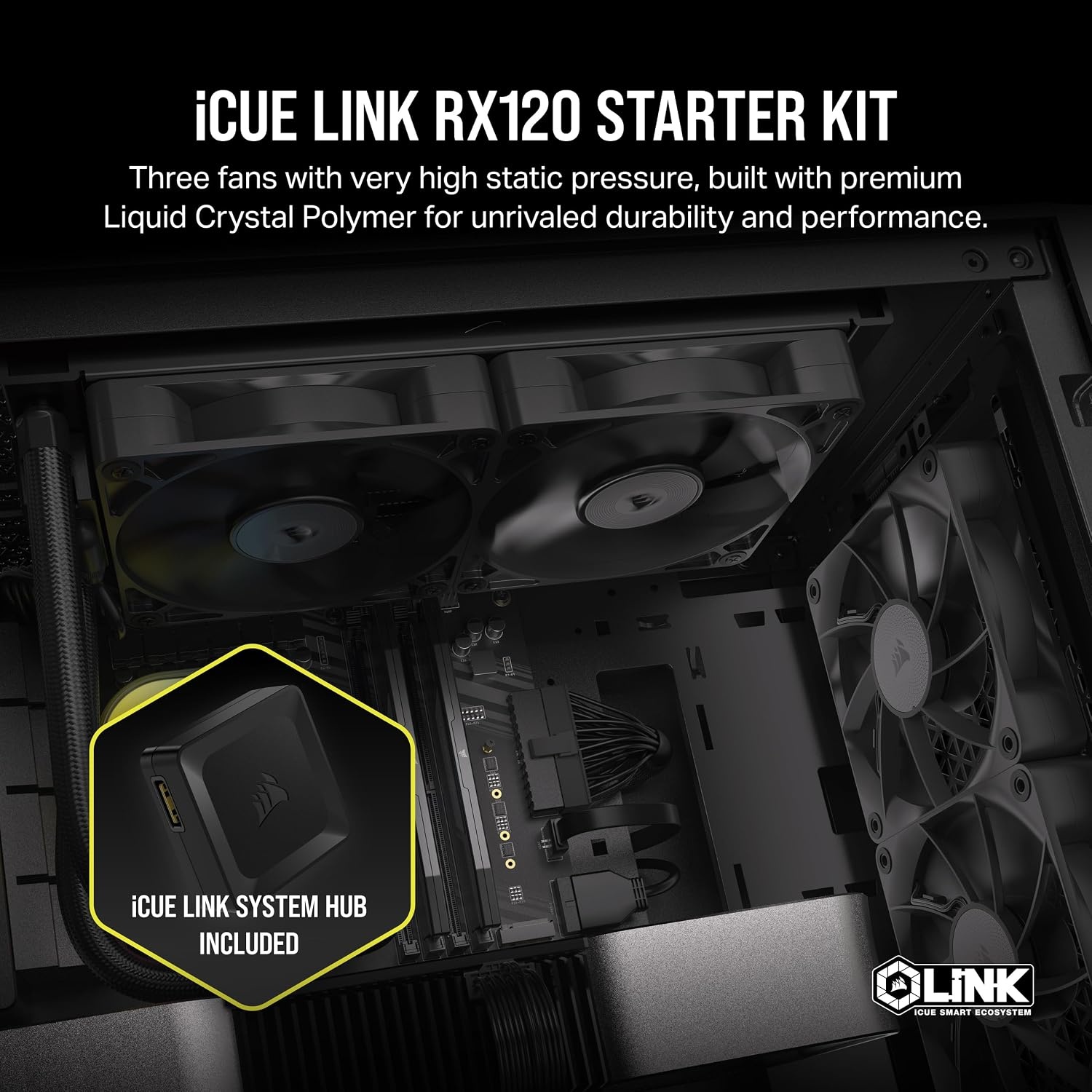 image:imageCORSAIR iCUE Link RX140 RGB 140mm PWM Fan Magnetic Dome Bearing Single Fan BlackBlack