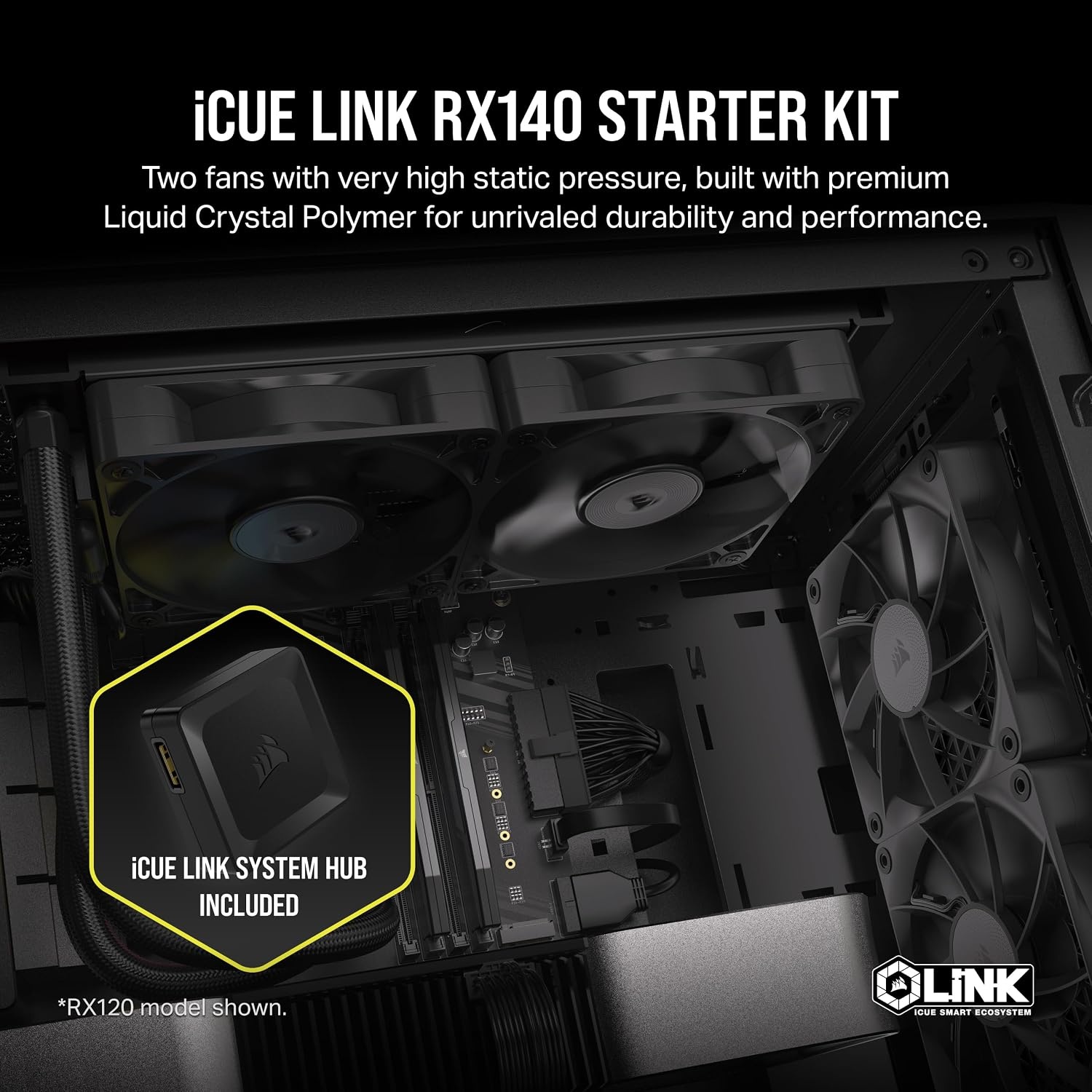 image:imageCORSAIR iCUE Link RX140 RGB 140mm PWM Fan Magnetic Dome Bearing Single Fan BlackBlack