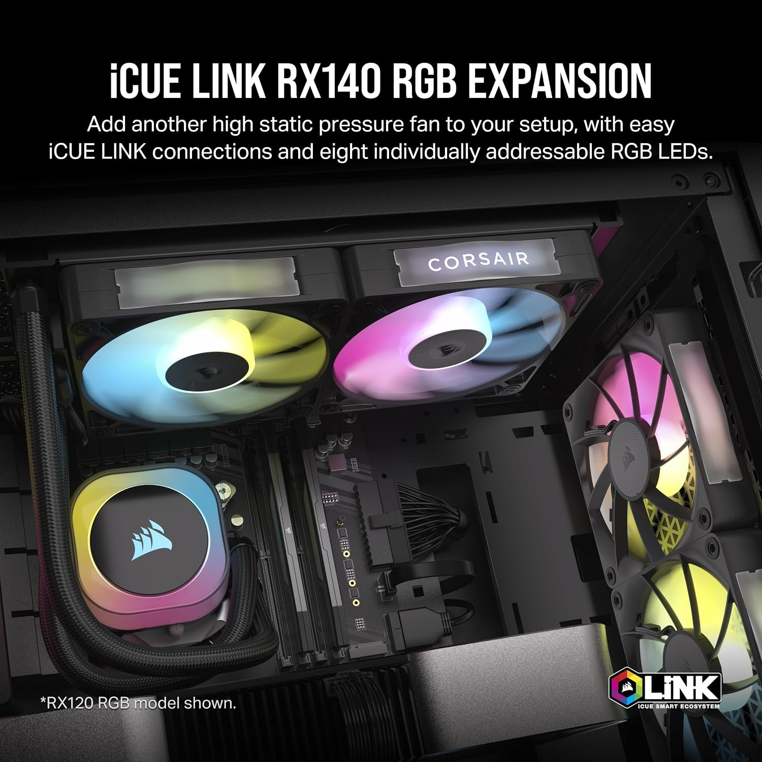 image:imageCORSAIR iCUE Link RX140 RGB 140mm PWM Fan Magnetic Dome Bearing Single Fan BlackBlack