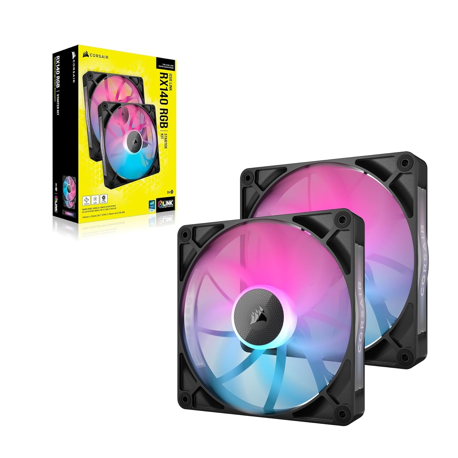 image:imageCORSAIR iCUE Link RX140 RGB 140mm PWM Fan Magnetic Dome Bearing Single Fan BlackBlack