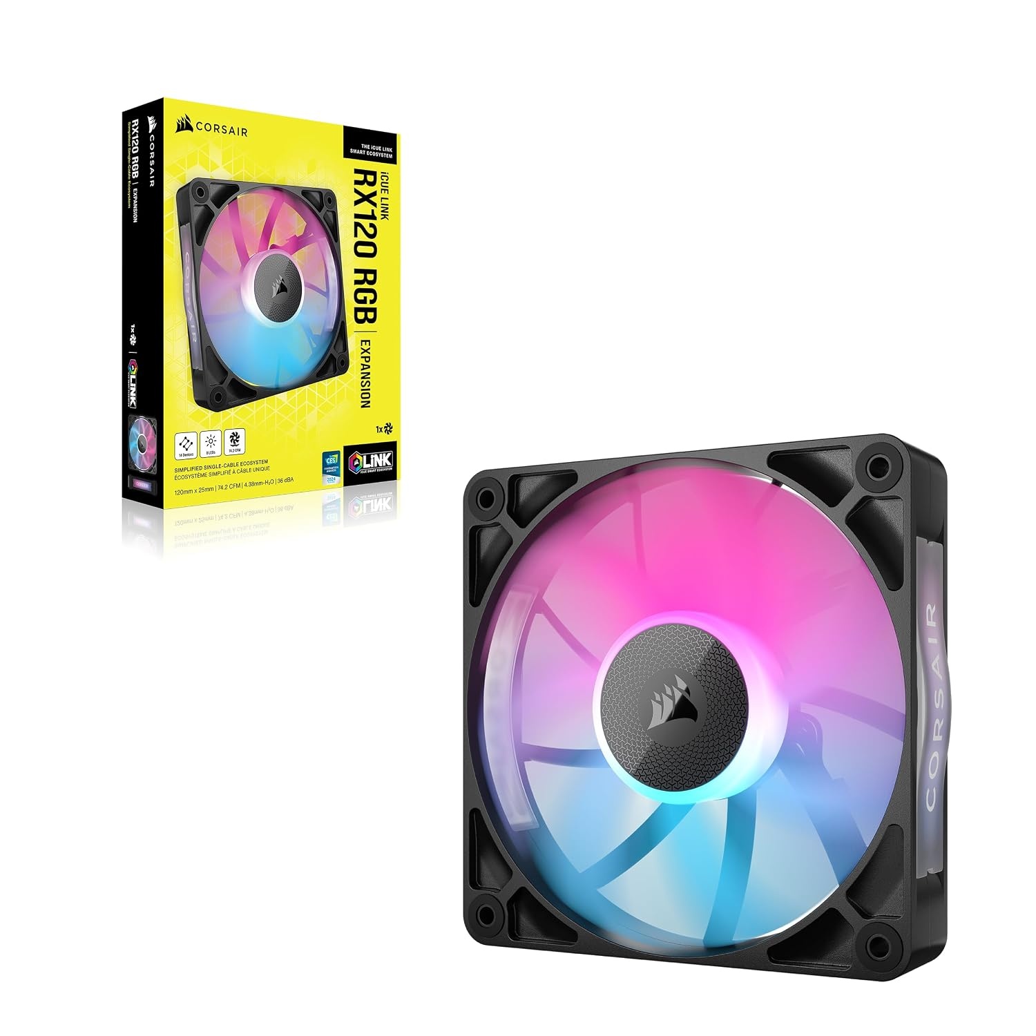 image:imageCORSAIR iCUE Link RX140 RGB 140mm PWM Fan Magnetic Dome Bearing Single Fan BlackBlack